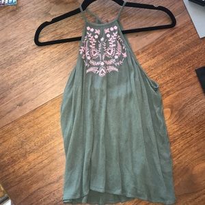 Olive halter tank top